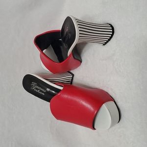 Katerna fashion pump block heeled sandal Red Size 7 Brand New ( Ss9 )